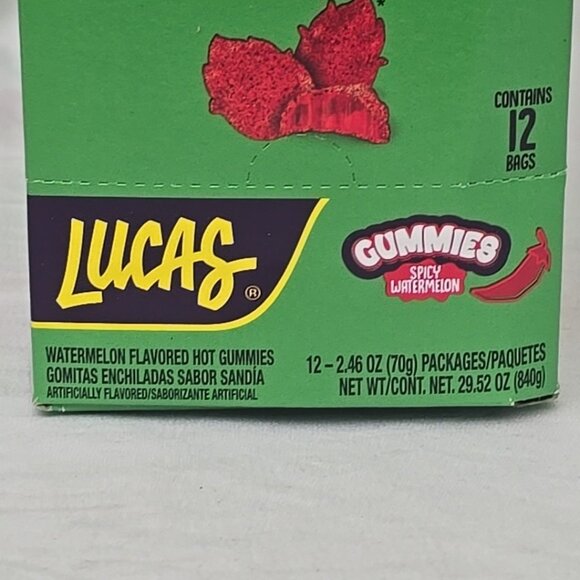 Lucas Gummies Spicy Watermelon 12-PACK Sweet and Sour Candy Snacks 29.52 Oz - Picture 4 of 9